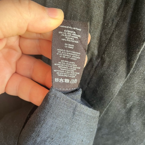 Theory Women’s Navy Button-Down A-line Dress in Textured Good Linen Sz Large - Picture 9 of 9